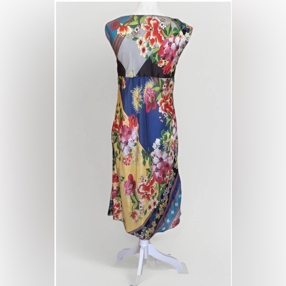 Johnny Was Aura Floral Patchwork 100% Silk Midi Slip Dress Sz XS - Picture 2 of 10